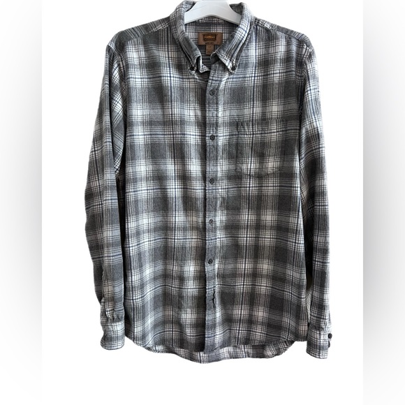 The Foundry Supply Co. Grey and White Plaid Flannel Tall Shirt - Picture 3 of 6